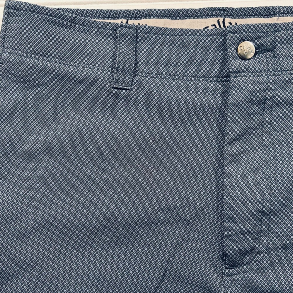 Callaway Opti-Dri Golf Shorts Mens 34 Navy Blue Micro Diamond Geometric Stretch